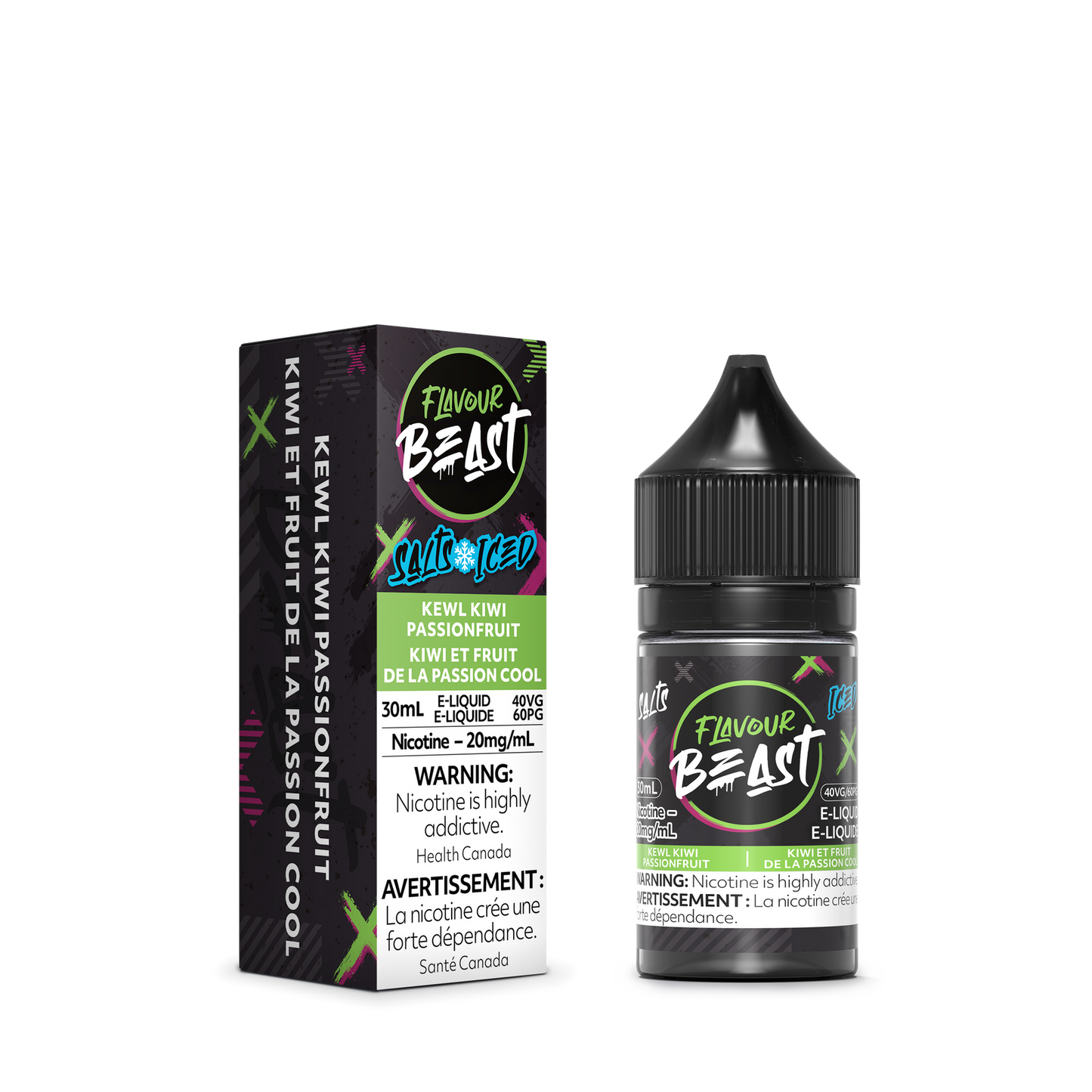 FLAVOUR BEAST SALT - KEWL KIWI PASSIONFRUIT ICED 60ML - 60 ML / 20 MG