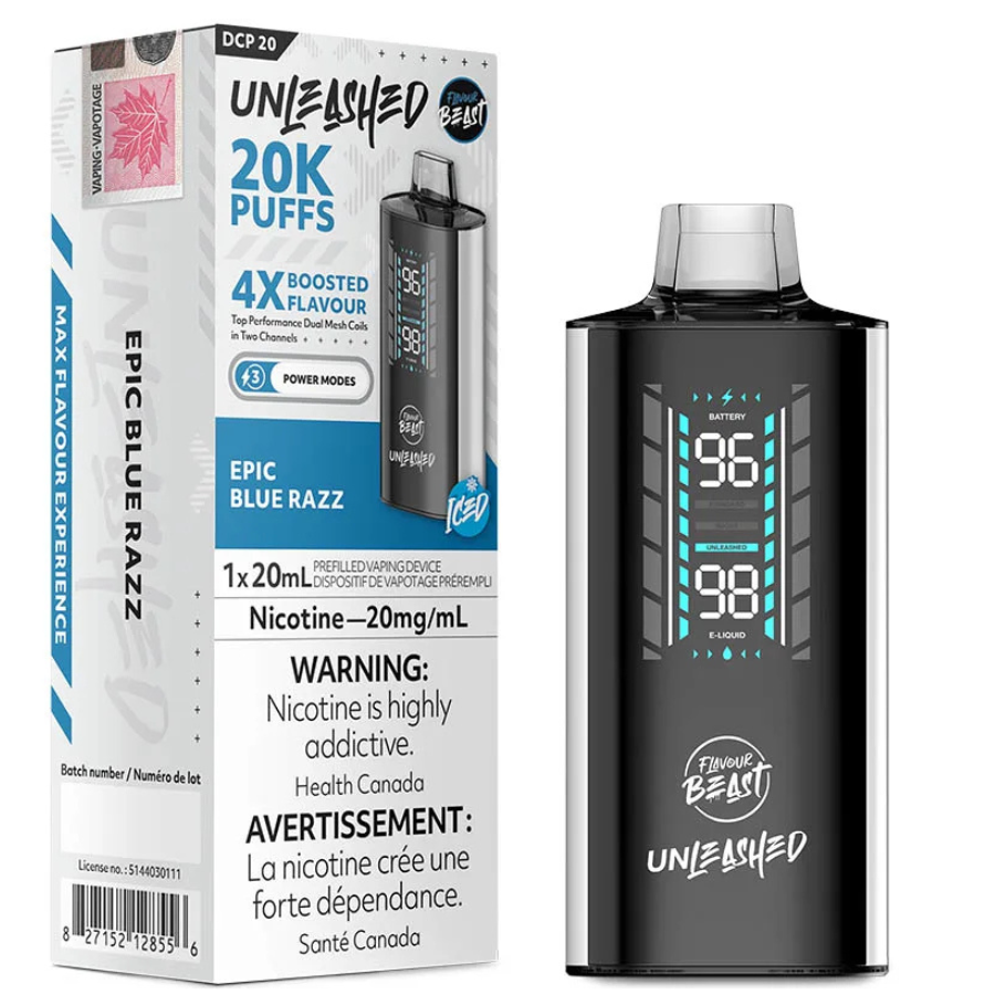lavour Beast Unleashed DCP 20K Disposable Vape: Epic Blue Razz Iced (20mL)