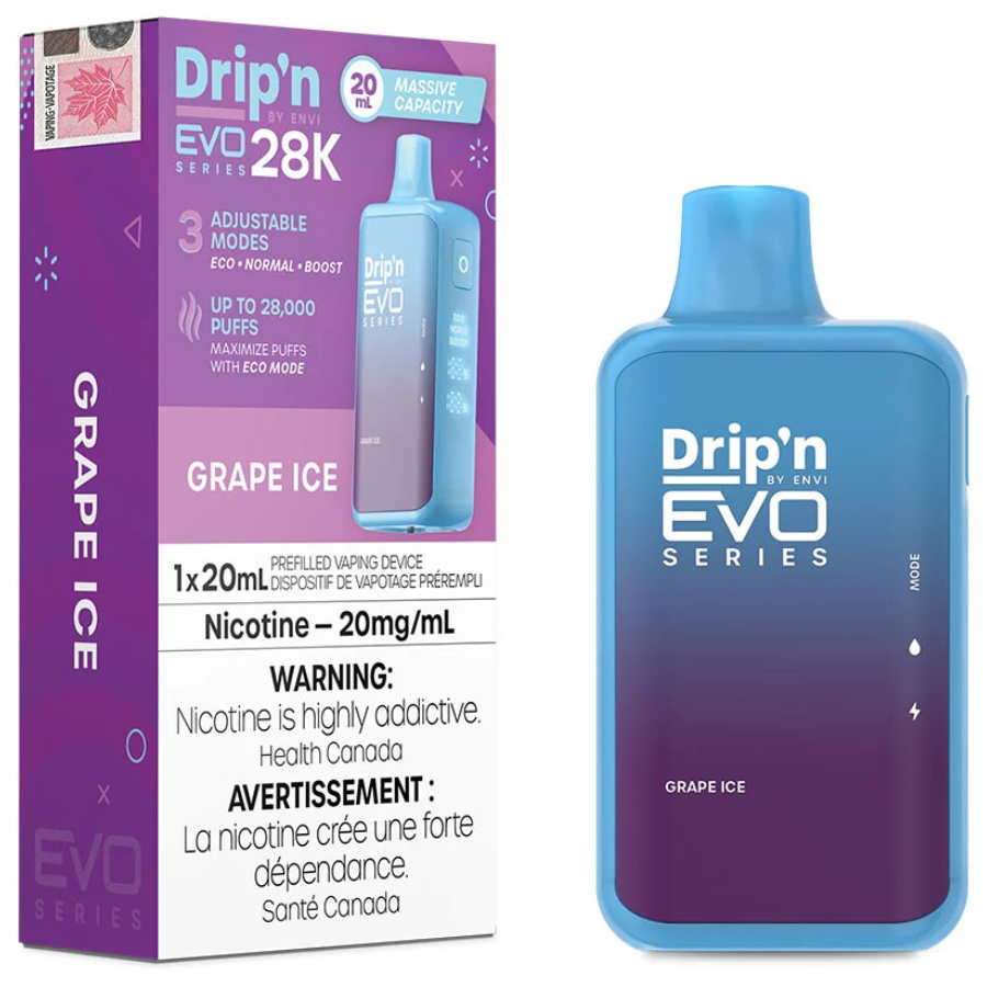 Drip'n EVO 28K Disposable Vape: Grape Ice (20mL)