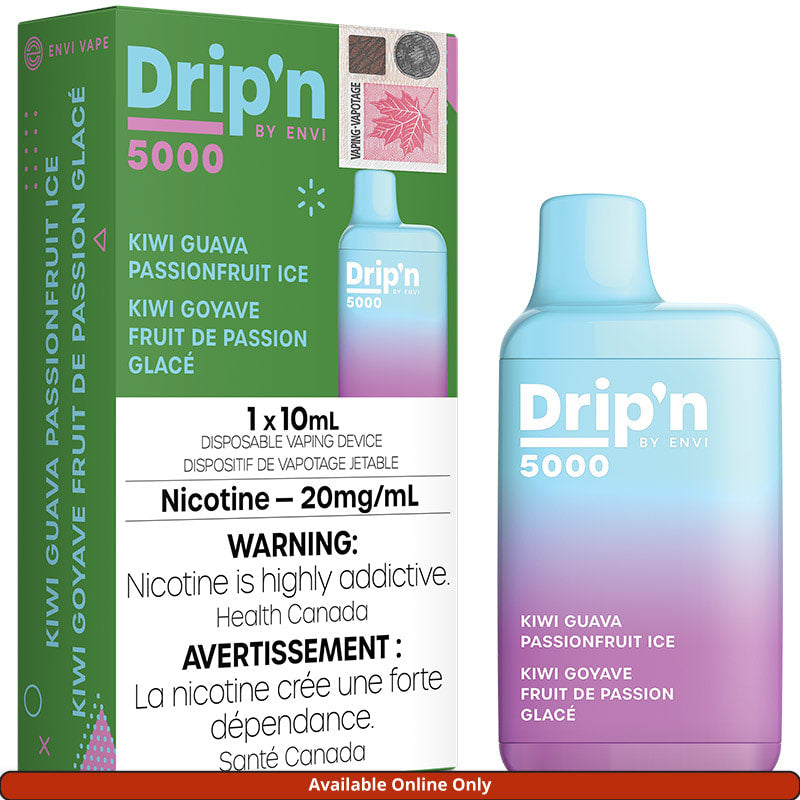 Drip'n 5000 Disposable Vape: Kiwi Guava Passionfruit Ice (1pk)