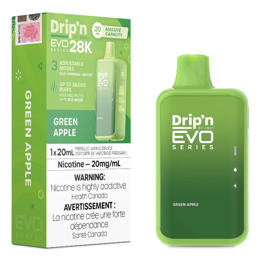 DRIP'N EVO 28K GREEN APPLE DISPOSABLE VAPE