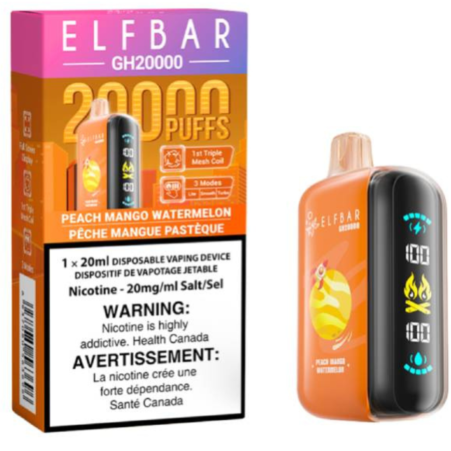 Elf Bar GH20000 - Peach Mango Watermelon Disposable Vape, 20K Puffs