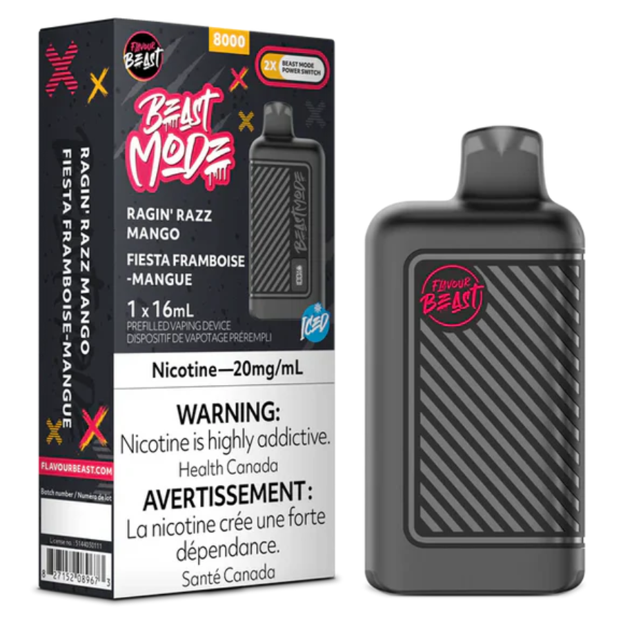 Flavour Beast Beast Mode 8K Disposable Ragin Razz Mango Iced 20mg
