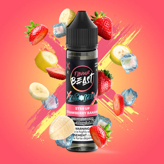 FLAVOUR BEAST SALT - STR8 UP STRAWBERRY BANANA ICED 60ML - 60 ML / 20 MG