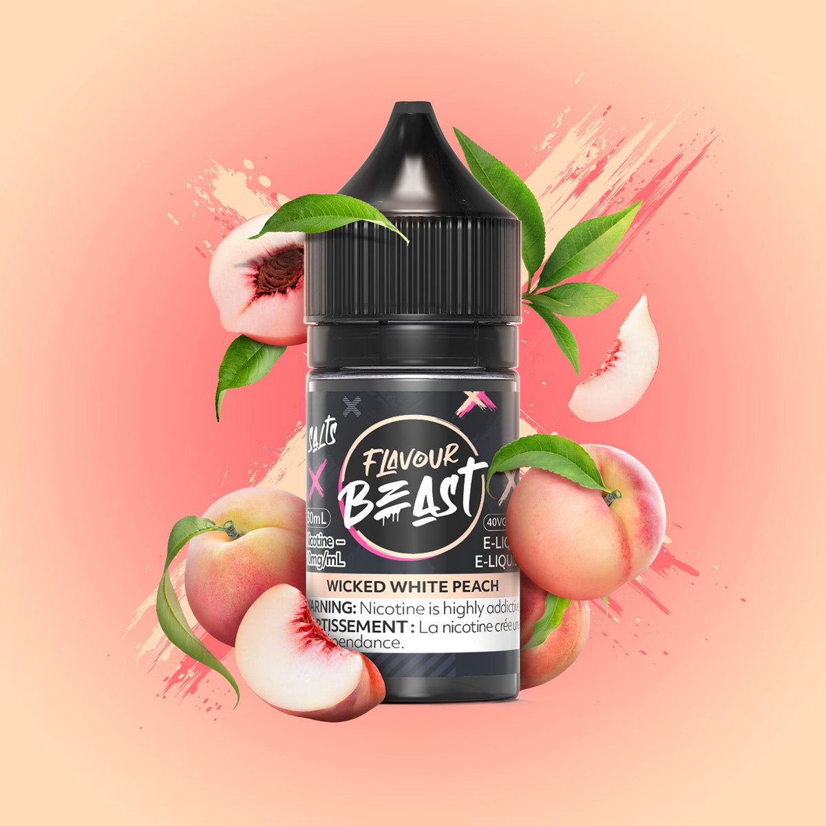 FLAVOUR BEAST SALT - WICKED WHITE PEACH 30ML - 30 ML / 20 MG