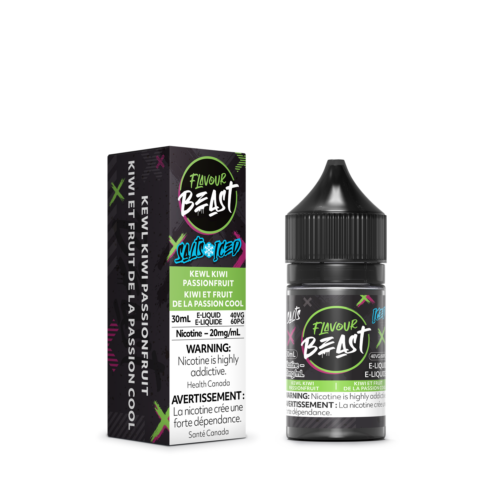 FLAVOUR BEAST SALT - KEWL KIWI PASSIONFRUIT ICED 60ML - 60 ML / 20 MG