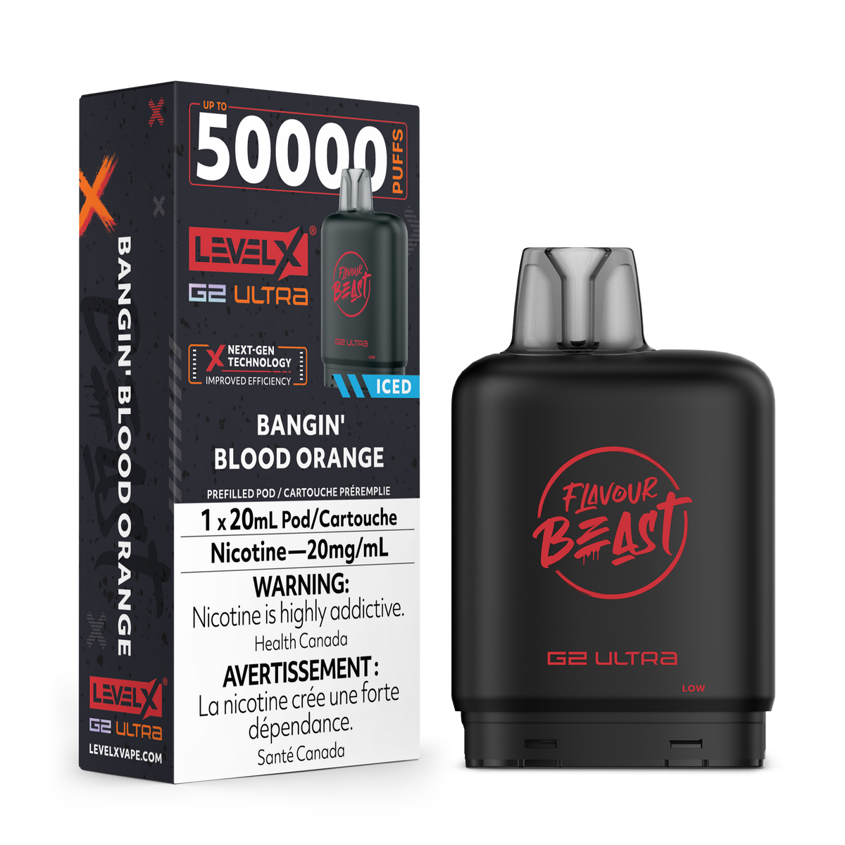 Flavour Beast Level X G2 Ultra 50K Pod with box - Bangin' Blood Orange