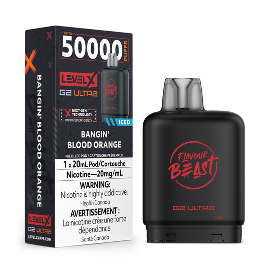 Flavour Beast Level X G2 Ultra 50K Pod with box - Bangin' Blood Orange