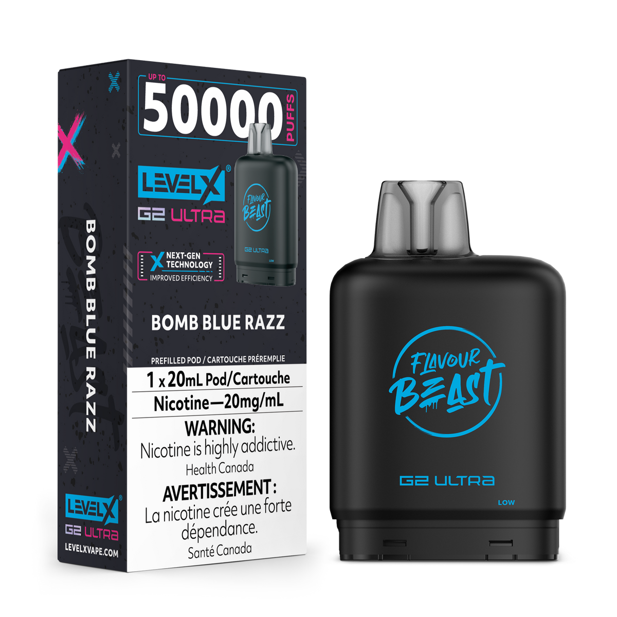 Flavour Beast Level X G2 Ultra 50K Pod with box - Bomb Blue Razz