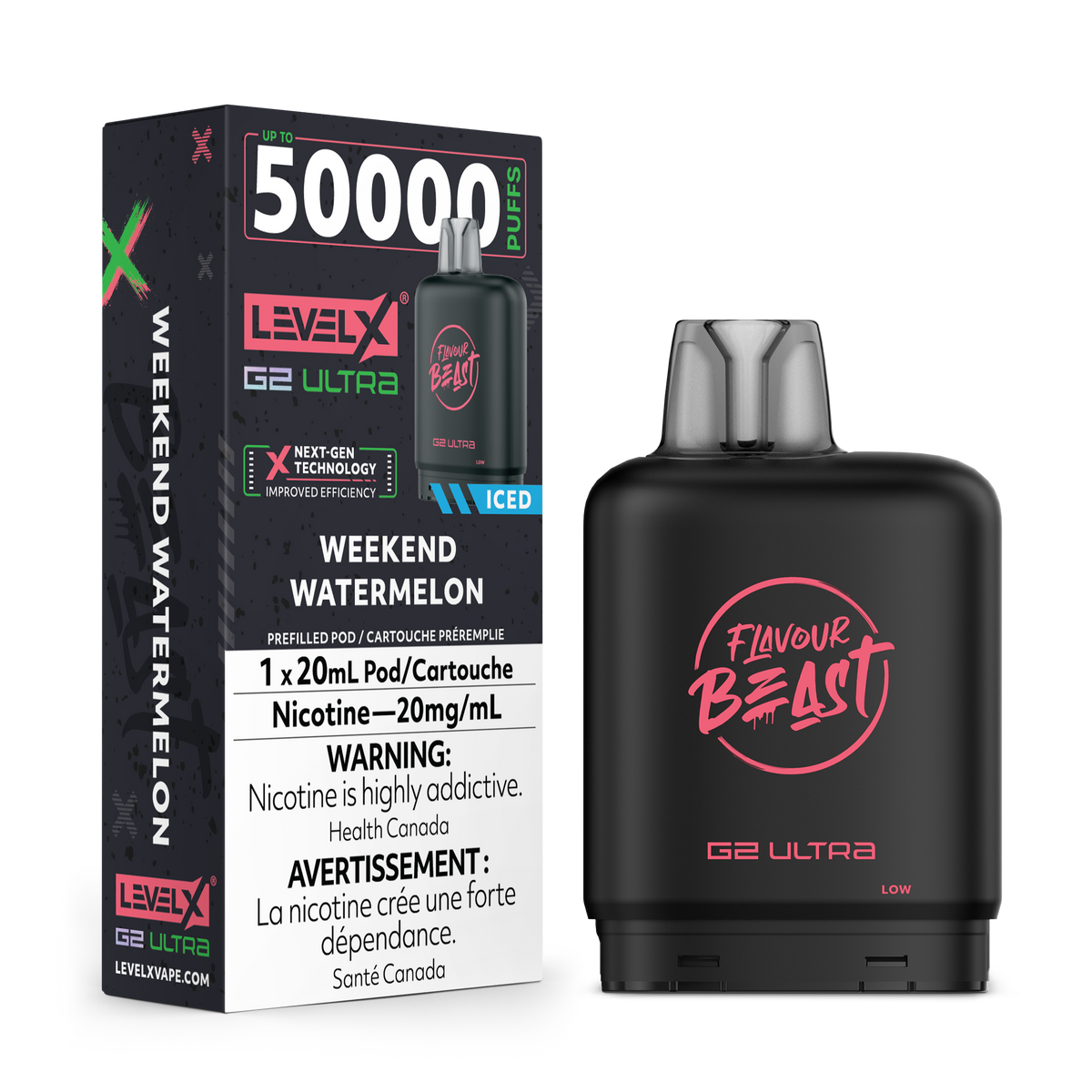 Flavour Beast Level X G2 Ultra 50K Pod with box - Weekend Watermelon Iced