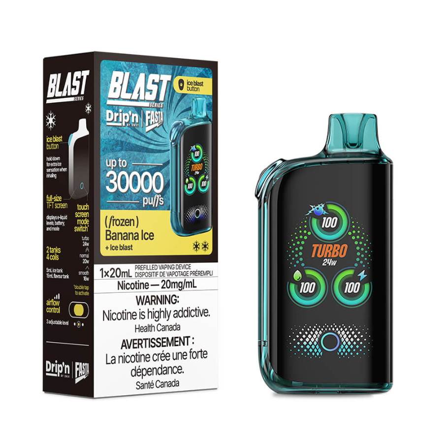 Drip'n Fasta Blast 30K Disposable Vape: Banana Ice (20mL)