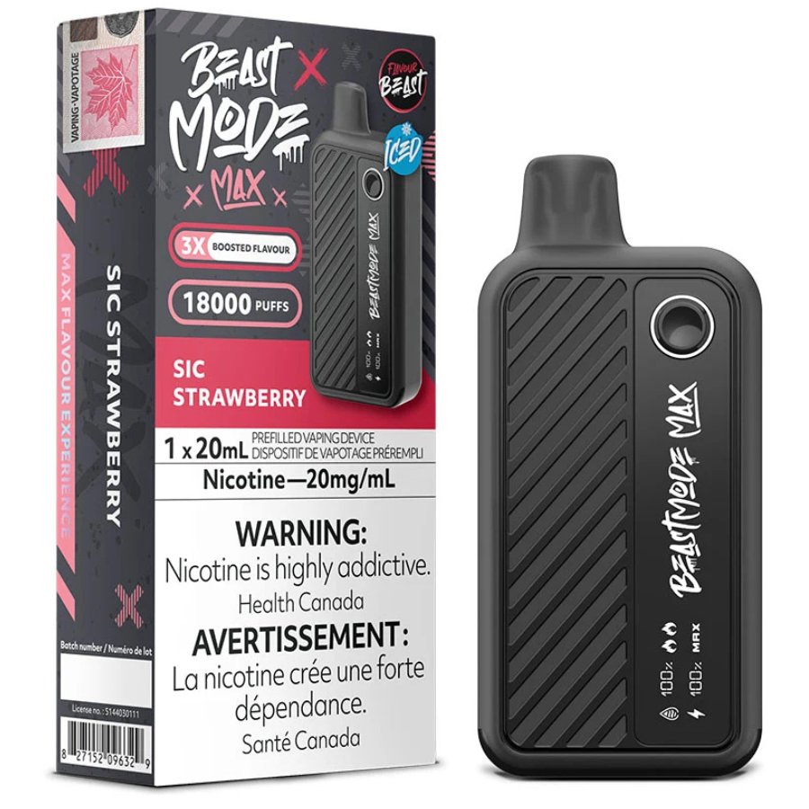 Flavour Beast - Beast Mode Max 18K Disposable Vape: Sic Strawberry Iced (20mL)